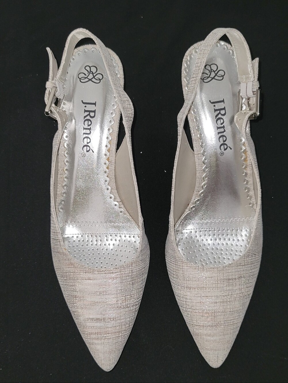 J.Renee Women's Light Beige Pointed Slingback Heels